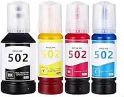 4 x Generic T502 Ink Bottles Compatible with Epson 502 for ECO Tank ET 2700 ET 2750 ET 2850 ET 3700 ET 4750 ET 4850 ET2850