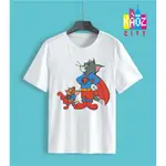 KAOZCITY TOM AND JERRY SUPERMAN T 恤成人男士女士 T 恤 SUPERHERO CART