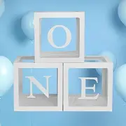 Balloon Box for 1st Birthday, Set of 3 ONE Letters, White Box for Baby Shower, Birthday Party Decoration