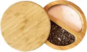 Totally Bamboo Salt Keeper Duet, 100% Bamboo Container With Magnetic Lid For Secure Strong Storage for Spices, Herbs, Seasoning & More
