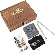 Whiskey Stone, Beverage Chilling Stones, Chilling Cooler Rocks with Tweezers Box, Granite Chilling Whiskey Rocks Set for Drinking