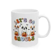 Halloween Dog Mug Cute Ghost Dogs Lets Go Ghouls Dog Lover Gift Coffee Cup