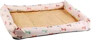 Happyyami Pet Summer Cooling Mat Cozy Rattan Grass Dog Seat Pad Soft Cushion for Comfortable Sleep S Brown for Dogs and Cats Hot Weather