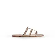 [VALENTINO] Rockstud Flat Slide Sandals Gold