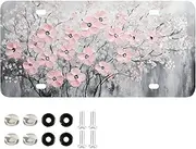 ZRYSMY License Plate Flower Art Red White Aluminum Decorative Car Front Metal Plate 6 × 12 in