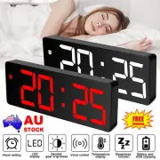 Digital Clock LED Mirror Display Alarm Temperature Time Table Desk Modern Decor