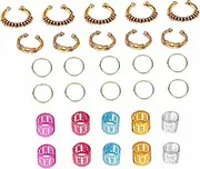 CRILSTYLEO 30pcs DIY Braid Barrettes Accessories Hair Rings for Braids Gold Rings for Hair Jewelry Headpiece for Women Braiding Charms for Hair Braided Dreadlocks Beads Hair Metal Golden