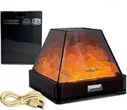 HISUNY Himalayan Salt Lamp Nightlight, Mini USB Crystal Salt Rock Lamp, Smart Heating Desk Lamp, Brightness Control Dimmer Switch Aroma Oil Lamp Yoga Night Light for Relief Meditation (A Model)