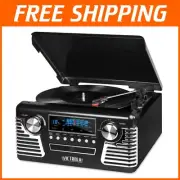 Haley Retro Bluetooth Turntable & Multimedia Center - 3-Speed Elegance in Black