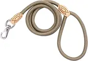 ORFOFE 1.25M Leather Dog Training Leash Heavy Duty Climbing Rope Leash Beige with Durable Metal Clasp for Active Dogs and Adventurous Owners