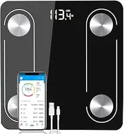 Scale for Body Weight and Fat Percentage, Digital Accurate Bathroom Scale Display, 13 Body Composition Analyzer Sync Weight Scale BMI Health Sync Fitdays App - 400lb Black One Size