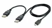 USB2.0 Two to Micro USB 5Pin Y Cable for External HDD Hard Disk Drive 80cm