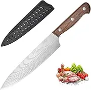Astylway Chef Knife Starter 8 inch Full Tang Super Sharp Chef's Knife Home Cook Kitchen Knife Premium Carbon Stainless Steel Universal Knife with Ergonomic Wooden Handle in Gift Box