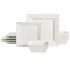 Dinnerware Set 12-Piece White Square Dinner Dessert Plates Bowls Ceramic Dishes