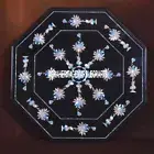 Black Marble Center Table Coffee Top Mother of Pearl Stone Inlay Decor H3723