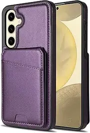 Asuwish Mobile Phone Case for Samsung Galaxy S24 5G Case with Card Slot Foldable Leather Wallet Stand S 24 24S S24 Case Mobile Phone Cases Protective Phone Case Purple