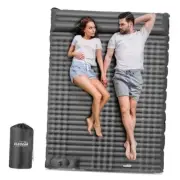 Double Sleeping Pad for Camping, 4" Ultra-Thick Self Inflating Full Grey