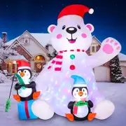 Christmas Polar Bear Penguins Fishing Airblown Inflatable Decor Blow Up Holiday