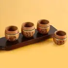 Handpainted Terracotta Tea Cups Set of 4 (220 ML, Brown)|Terracotta Kulhad Tea