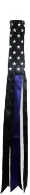 THIN BLUE LINE USA Windsock Super Shiny polyester 5ft wind sock police law flag