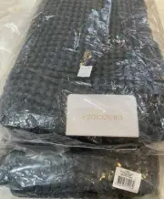 Grey charcoal Aura waffle weave Bath towels 28x55 set of 2 Graciozza Portugal