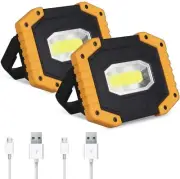 Rechargeable LED Work Light 2 Pack, COB 30W 2000LM Portable LED Work Light Ba...