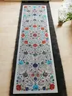18"x60" White Marble Console Table with Semi-Precious Stone Inlay Art Furniture