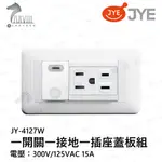 中一 熊貓系列 螢光開關 JY-4127W 110/220全電壓 一開關一接地一插座蓋板組