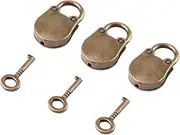 Metal Old Vintage Style Mini Padlock, 3 Sets Alloy Vintage Style Mini Padlocks Lock Small Luggage Box Key Lock Copper Mini Padlocks Home Hardware Decoration