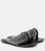 [The Attico] The Attico Indie embellished leather thong sandals AU 5 black