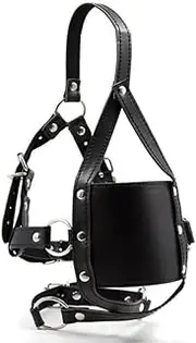 Panel Open Mouth Gag Head Harness Lockable Leather Bondage Mask with Silicone Ball Gag BDSM Kit