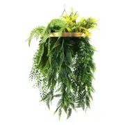 Elegant Gold Hanging Disc with Draping Ferns & Realistic Foliage – 80cm UV Protected