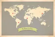 Kid's Wall Art World Map, Kids Art Decor, World Map Print, My Roots Personalized