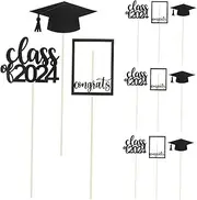 SUPVOX 12pcs Graduation Cake Picks Congrats Graduation Vase Decor Centerpiece Decorations for Cake Topper Unique Party Atmosphere