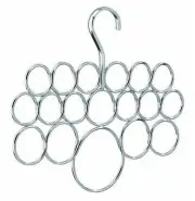 NEW InterDesign® Axis 18 Loop Scarf Belt Tie Holder Hanger Organizer, Chrome
