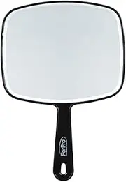 ForPro Professional Collection Premium Hand Mirror with Handle, 6.3" W x 9.6" L, Multi-Purpose Handheld Mirror with Distortion-Free Reflection, Black