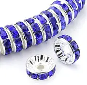 RUBYCA 100pcs 6mm A+++ Round Rondelle Spacer Charm Beads Silver Tone Royal Blue Czech Crystal