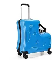 [Generic] Toddler Luggage Ride, 3-Digit Password Lock Riding Suitcase, 20in Trolley Case with Seat Belts, Handlebars, Pedals, Silent Wheels for Boys