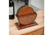 Leatherkart Genuine Leather Round Coasters-Tan