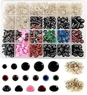 600PCS Colorful Safety Eyes and Safety Noses with Washers, Assorted Sizes Plastic Doll Eyes and Teddy Bear Nose for Amigurumi Crafts Doll Plush Animal Teddy Bear Making (Ø 6~14mm)