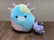 Squishmallows 10” Cornelius Sugar Cookie Frosted Cow Plush NWT Clip Alexie Set
