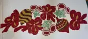 christmas BEADED TABLE runner 13” X 36” glass beads Red Green Silver NWT