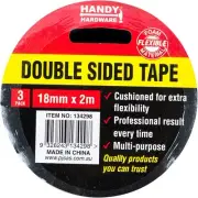 Handy Hardware [3PK] Tape Double Sided Cushioned Multipurpose - 2m x 18mm