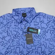 Dunning Golf CoolMax Sapphire/Halo Polo Shirt Geometric Stretch Men's Size S