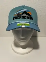 PATAGONIA Youth Kids Interstate Trucker Rope Hat Cap Blue Mesh Logo Snapback NEW