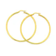 9ct Gold 2.5x50mm Polished Hoop Earrings