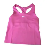 NWT Nike Girls Pink Training Top with built in shelf bra size M