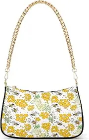 [RPLIFE] Honeycombs Bees Bright Shoulder Bag, Small Handbags for Women Trendy, Honeycombs Bees Bright, One Size