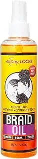 AllDay Locks Braid Oil | Soothes, Moisturizes Dry & Itchy Scalp | Nourishing, Soothing, Protecting Oil | Rejuvenates & Refreshes Braids, Locks, Twists, Cornrows | 8 oz