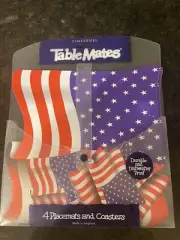 Pimpernel Table Mates American flag 4 Placemats & Coasters patriotic Brand New